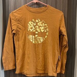 Timberland Kids Tan Long Sleeve Tee with Gold Logo